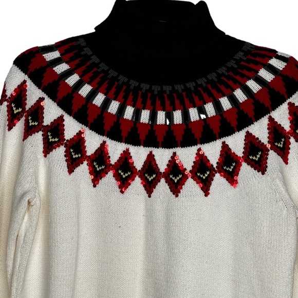 Casual Corner Cotton Blend Turtleneck Sweater with Sequins - Picture 2 of 7